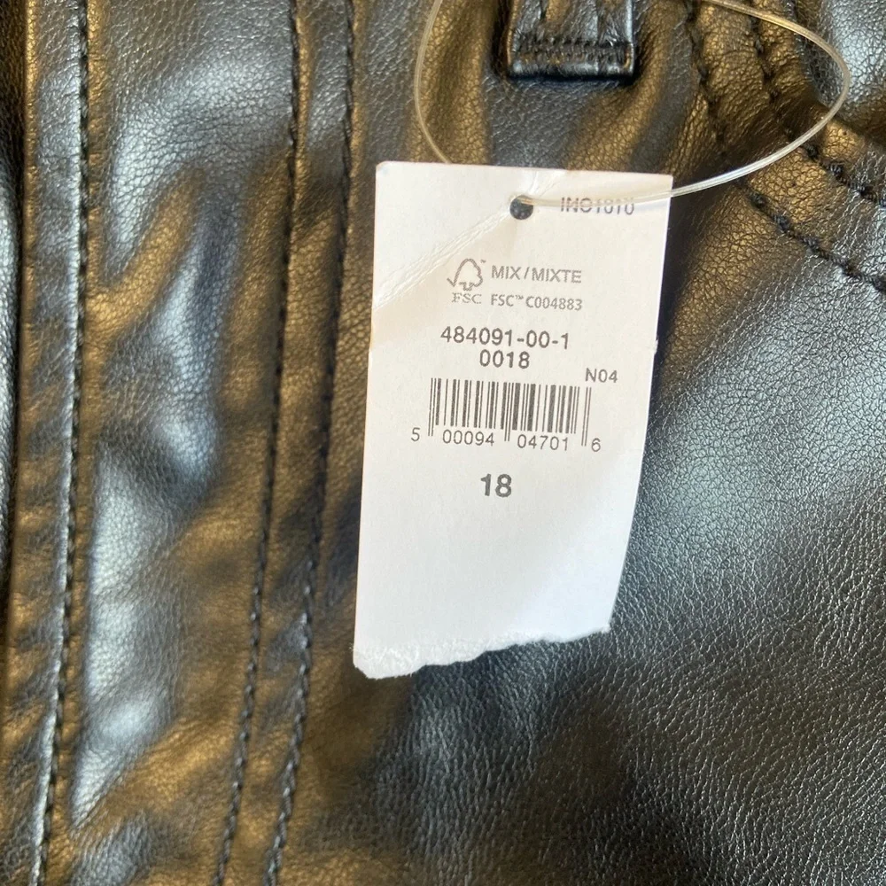 Gap kids 90’s loose high rise size 18 NWT black faux leather